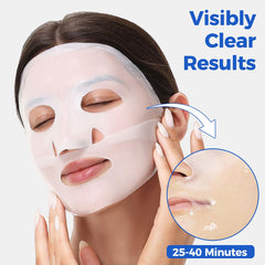 Okela mask in use overnight on a model demonstrating hands-free hydrating treatment