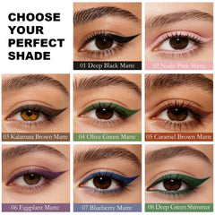 Okerker eyeliner in use creating a defined wing for long-lasting definition