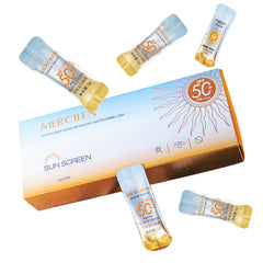 Okerker front pack showing compact travel tubes and SPF benefit