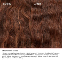 Applying Olaplex No.0 to dry hair illustrating primer use and improved penetration
