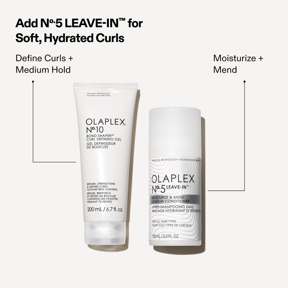 Olaplex Nº.10 bottle next to a tape measure to show 200 mL scale and travel-friendly size