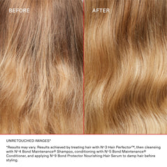 Model with curly hair after Olaplex No.3 showing improved manageability