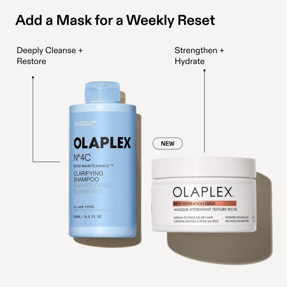 Olaplex Nº.4C beside Olaplex repair products, demonstrating how it prepares hair for treatment