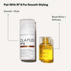 Olaplex No.7 bottle on bathroom counter in lifestyle scene suggesting daily use