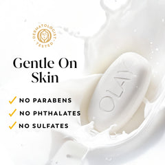 Olay beauty bar on shower shelf showing in-shower use and easy access