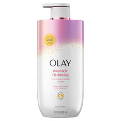 Olay before and after hydration example showing visibly plumper skin