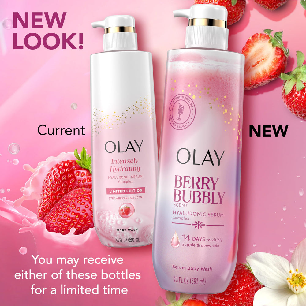 Olay bottle with matching serum lotion suggesting layered hydration benefit
