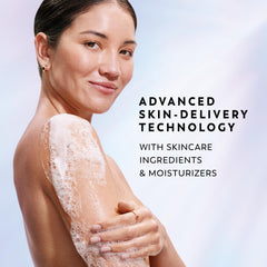 Olay body wash in shower setting illustrating daily use and hydration