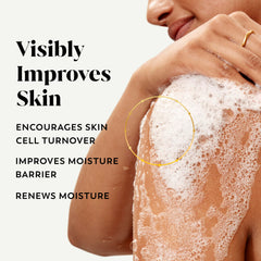 Olay texture close-up revealing exfoliating mineral granules and nourishing moisture