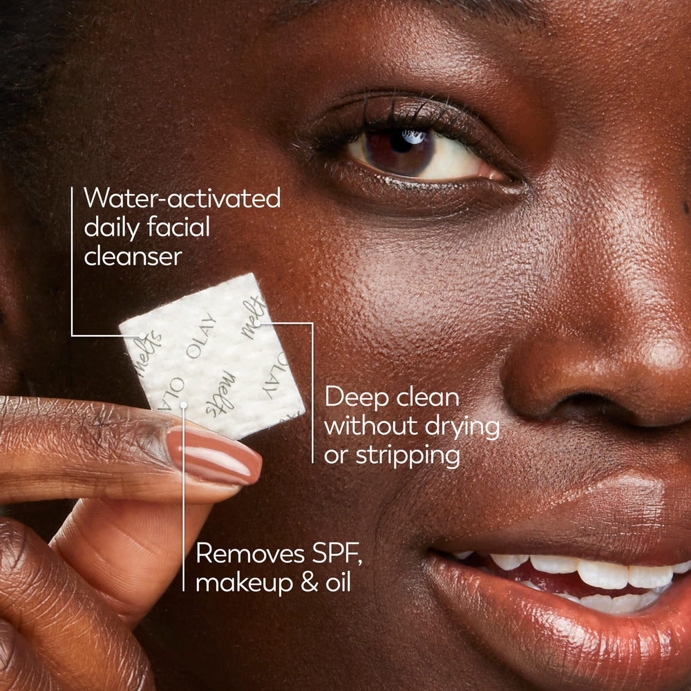 Olay resealable pouch open for travel-friendly convenient storage
