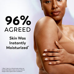 Olay cream applied to forearm demonstrating immediate moisturized, softer skin benefit
