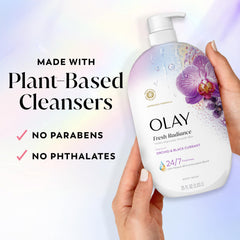 35 fl oz Olay bottle beside common items to show Olay size