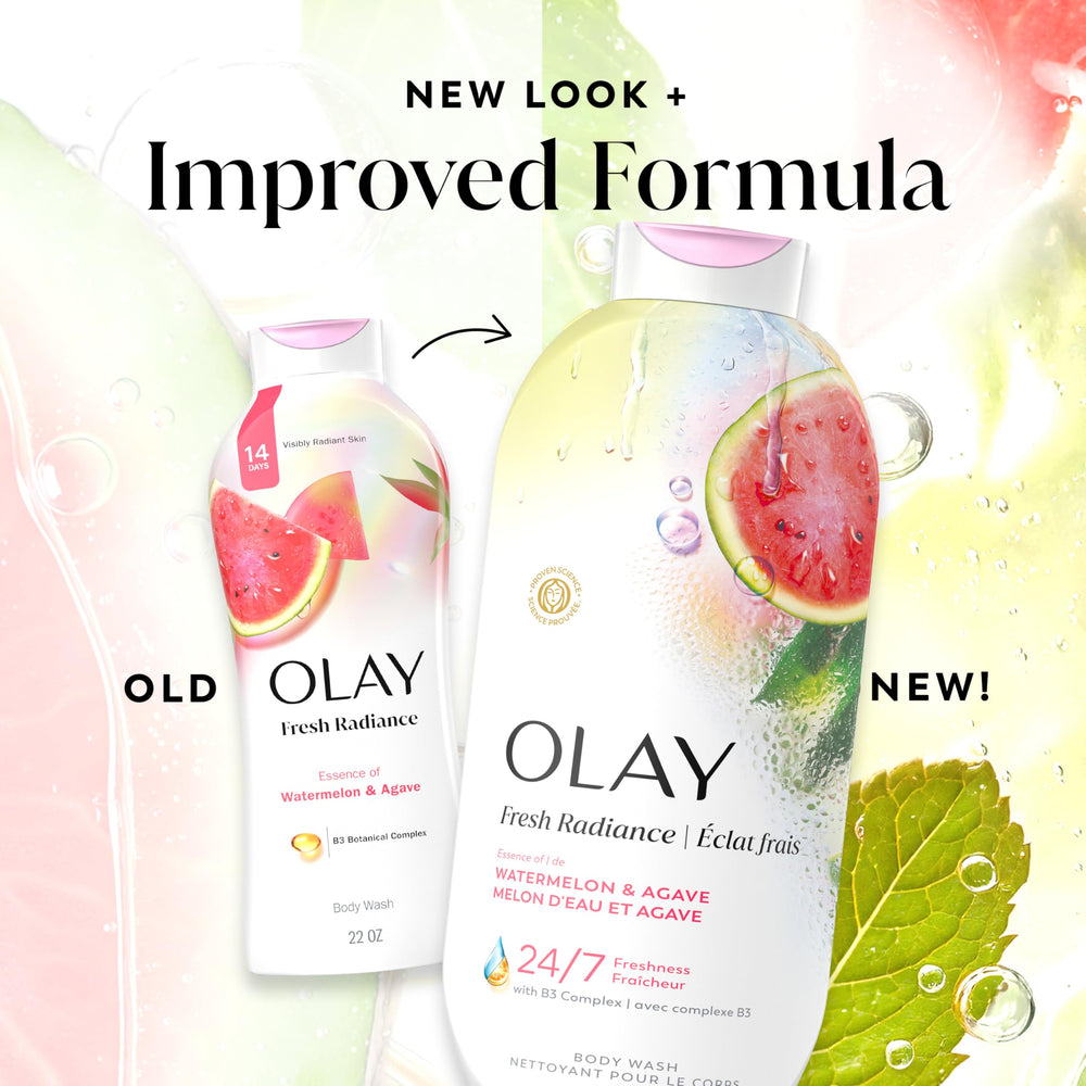 Olay before and after skin texture showing visible smoothing effect