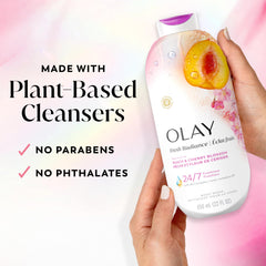 Olay bottle beside lotion showing pairing to lock in moisture
