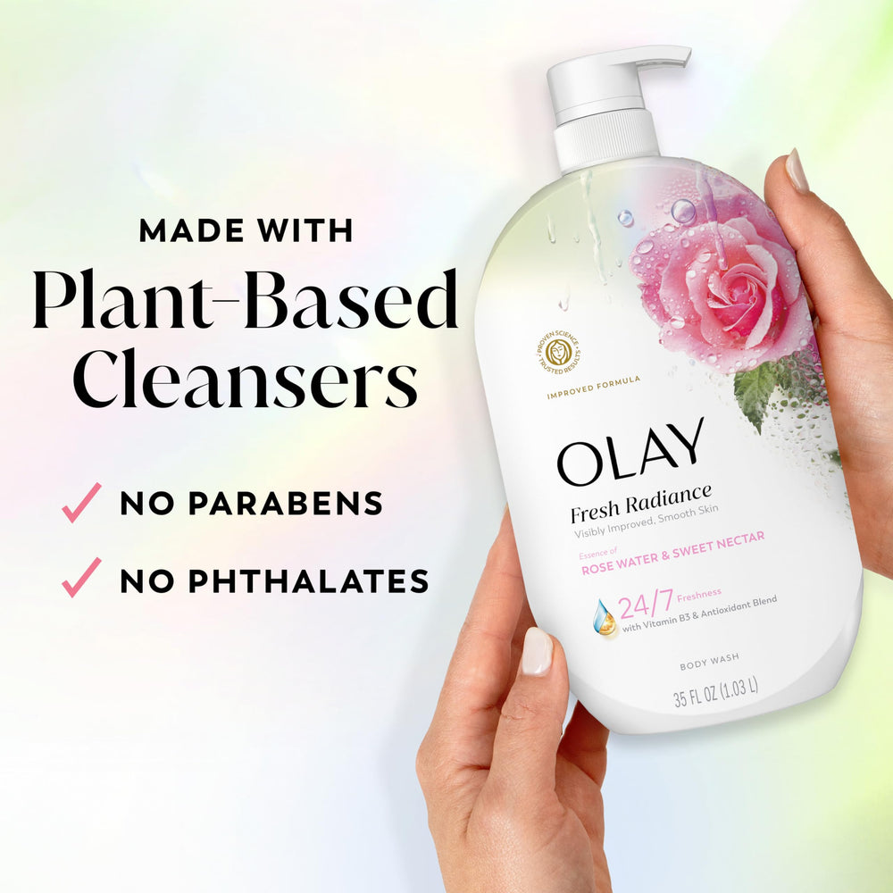 Olay label close-up showing Vitamin B3 and antioxidant blend