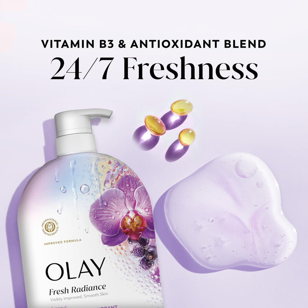 rich lather texture from Olay Fresh Radiance showing gentle cleansing