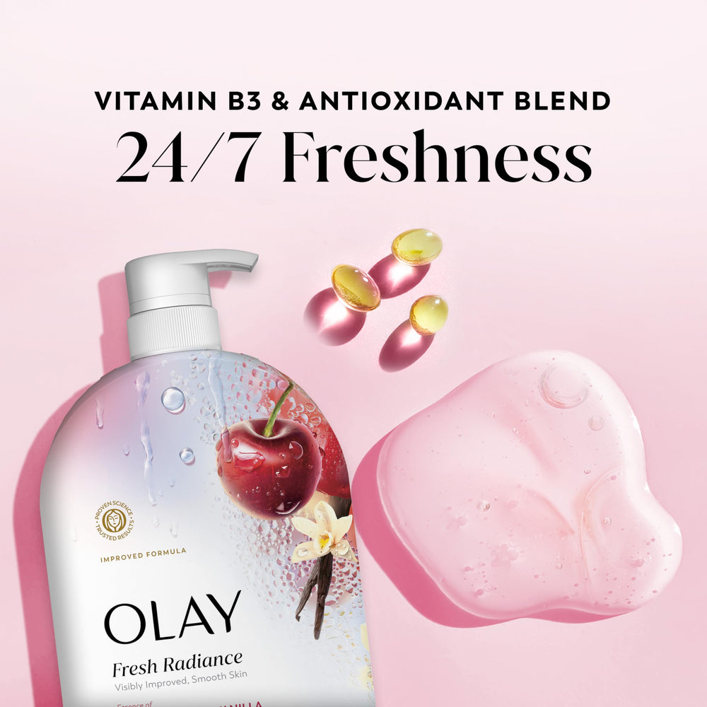 Creamy lather texture from Olay Fresh Radiance showing gentle cleanse benefit