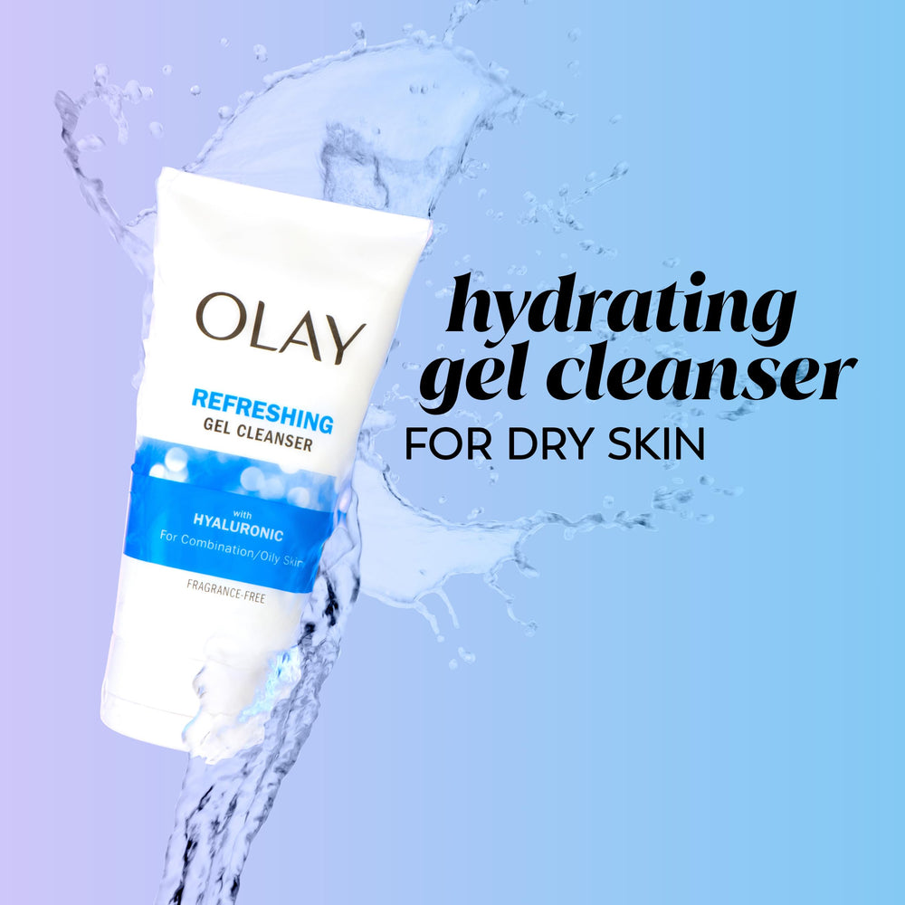 Olay gel texture close-up highlighting hyaluronic hydration
