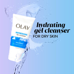 Olay gel texture close-up highlighting hyaluronic hydration
