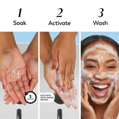 Olay activated lather on palm demonstrating rich micro-bubble cleanse