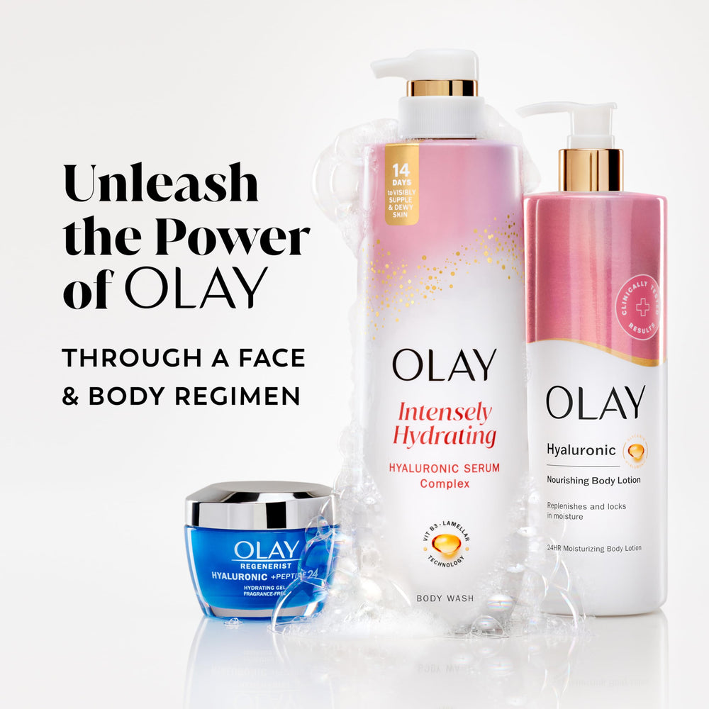 Olay ingredients visual focusing on hyaluronic acid for moisture retention