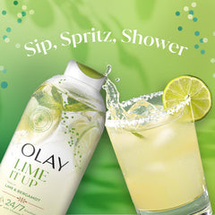 Fresh limes and bergamot fruit display conveying Olay scent profile and uplifting aroma