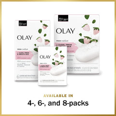 Four Olay bars arranged to show value pack for home and travel convenience