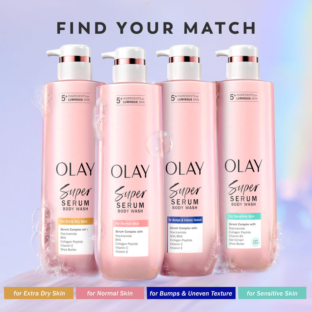 Olay Super Collection with body lotion demonstrating a complete routine benefit