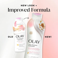 Olay body wash with lotion pairing to illustrate step for lasting moisture