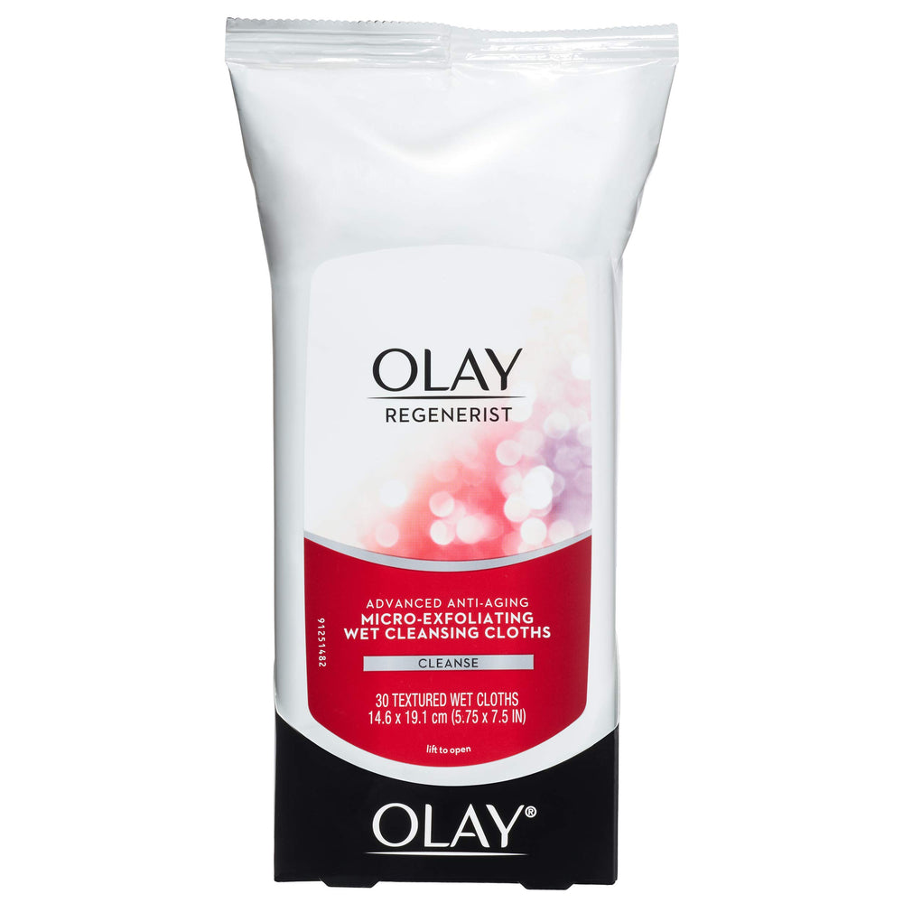 Olay wipe next to a hand for scale illustrating single-wipe coverage