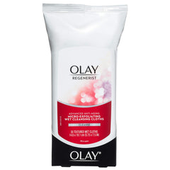 Olay wipe next to a hand for scale illustrating single-wipe coverage
