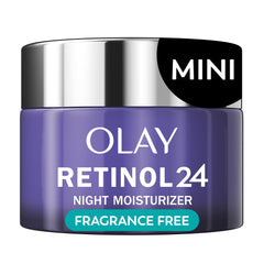 Olay retinol 24 front packaging showing trial-size tube and benefit