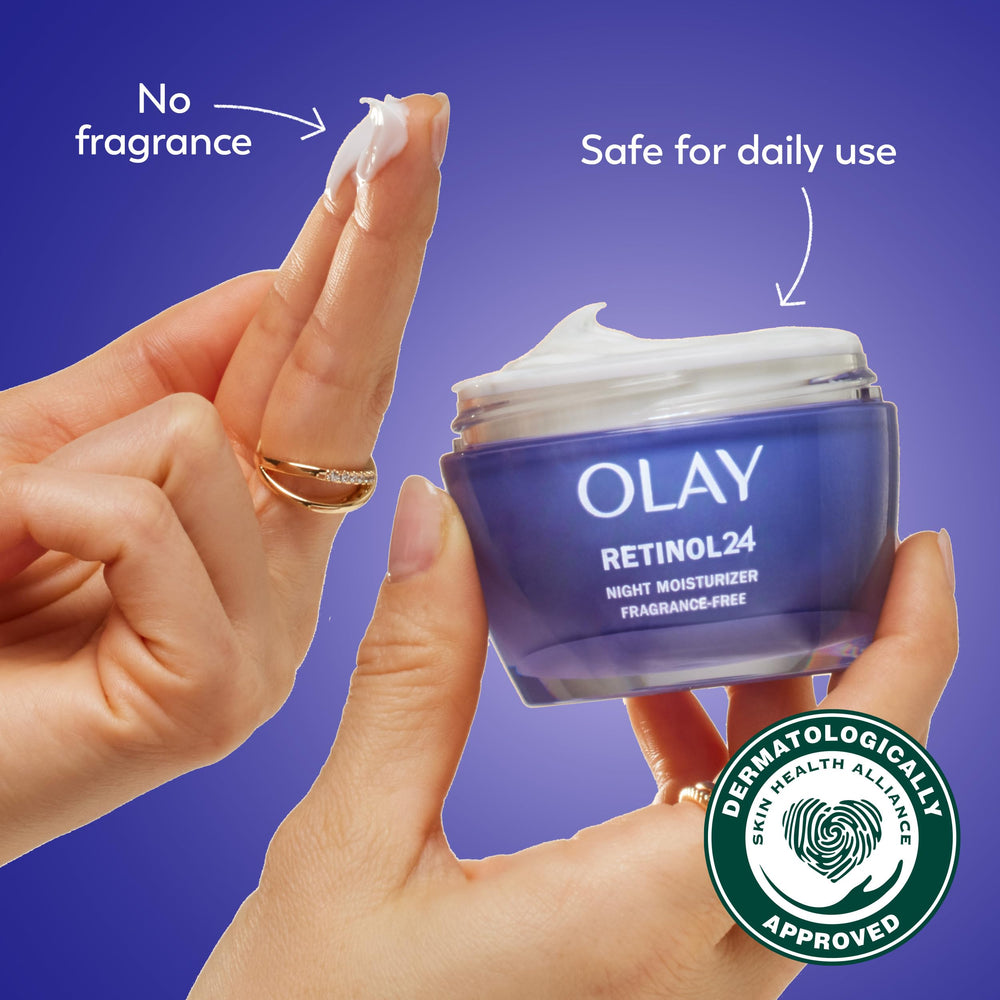 Olay retinol 24 size comparison with a quarter indicating travel-friendly