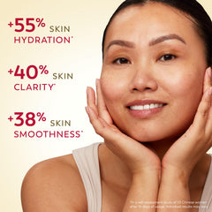 Olay Science bottle staged with cream and serum showing enhanced routine compatibility benefit