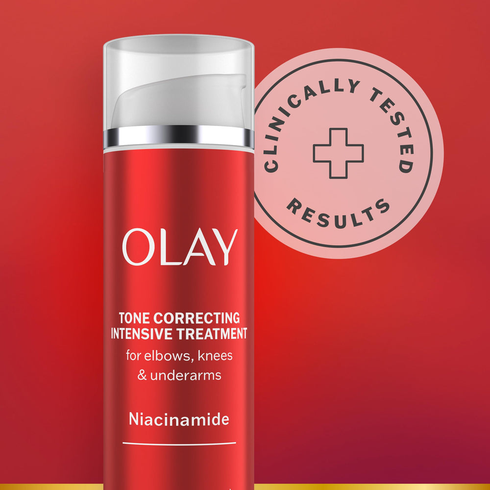 Olay 1.7 fl oz tube next to hand illustrating compact travel size