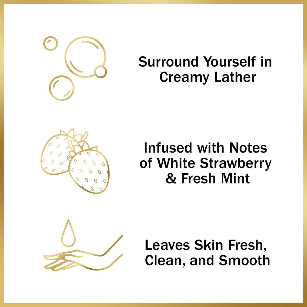 White strawberry and mint visual with Olay bar illustrating fresh fragrance benefit