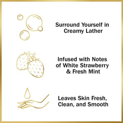 White strawberry and mint visual with Olay bar illustrating fresh fragrance benefit