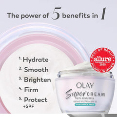 Olay Super Cream texture close-up highlighting smooth absorbency