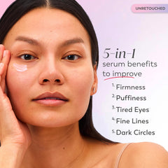 Olay serum being dispensed from pump, illustrates precise dosage and hygiene