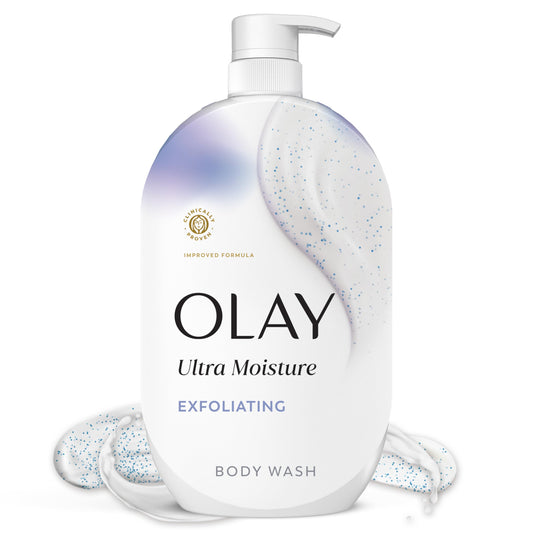 Olay bottle front packaging showing product and benefits