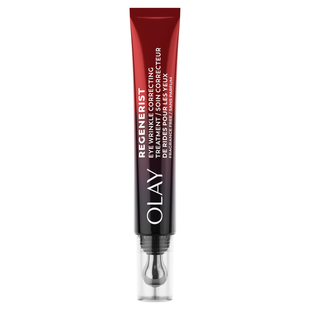 Olay under eye roller front packaging showing product and benefit of peptide treatment