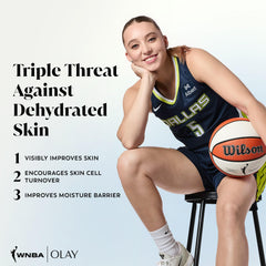 Olay bottle pump dispensing serum body wash for easy, measured hydration