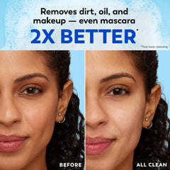 Hand holding an Olay wipe demonstrating easy one-step cleansing benefit