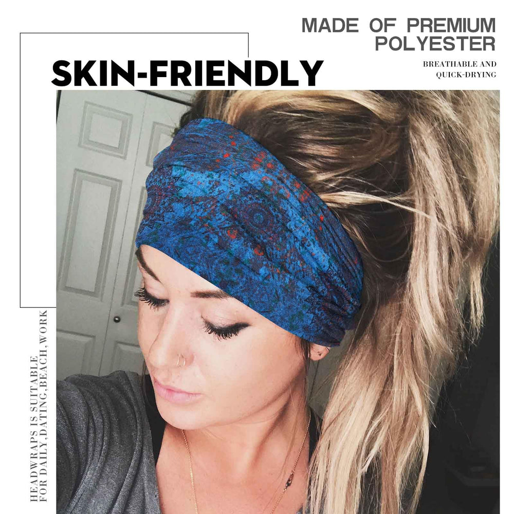 Olbye four patterned headbands laid flat showing color options for outfit pairing