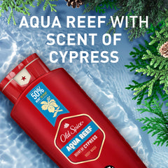 Old Spice Aqua Reef lineup displayed to suggest complementary product use
