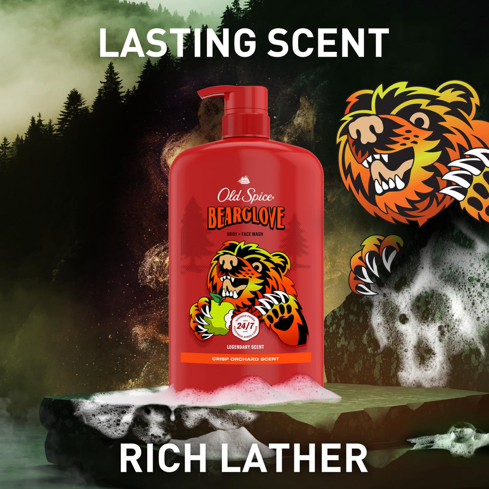 Old Spice Bearglove four-pack arrangement illustrating value and backup supply