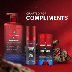 Old Spice bottle styled on bathroom shelf suggesting premium grooming routine