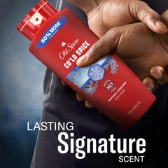 Old Spice on a bathroom shelf staged to show lifestyle appeal and how it fits into daily routines