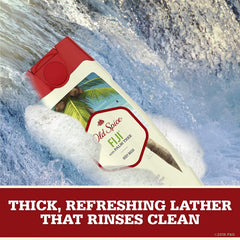 Old Spice Fiji in-shower lifestyle with man using wash for fresh scent