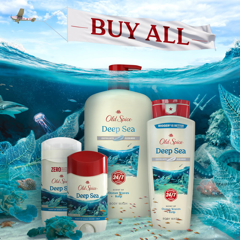Old Spice GentleMan’s scent inspiration ocean waves and kelp representing fresh fragrance